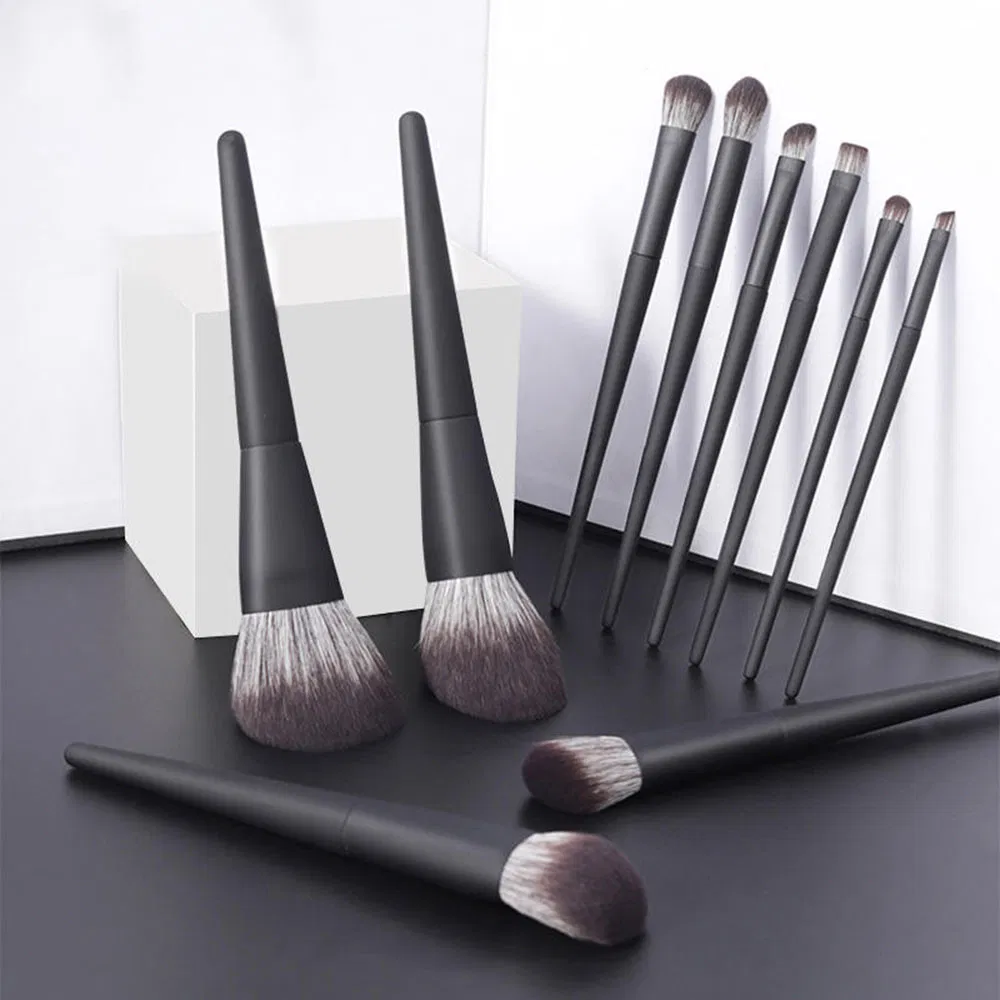 Luxury Professional Premium 10PCS Vegan Matt Black 10 Pieces Makeup Brush Set