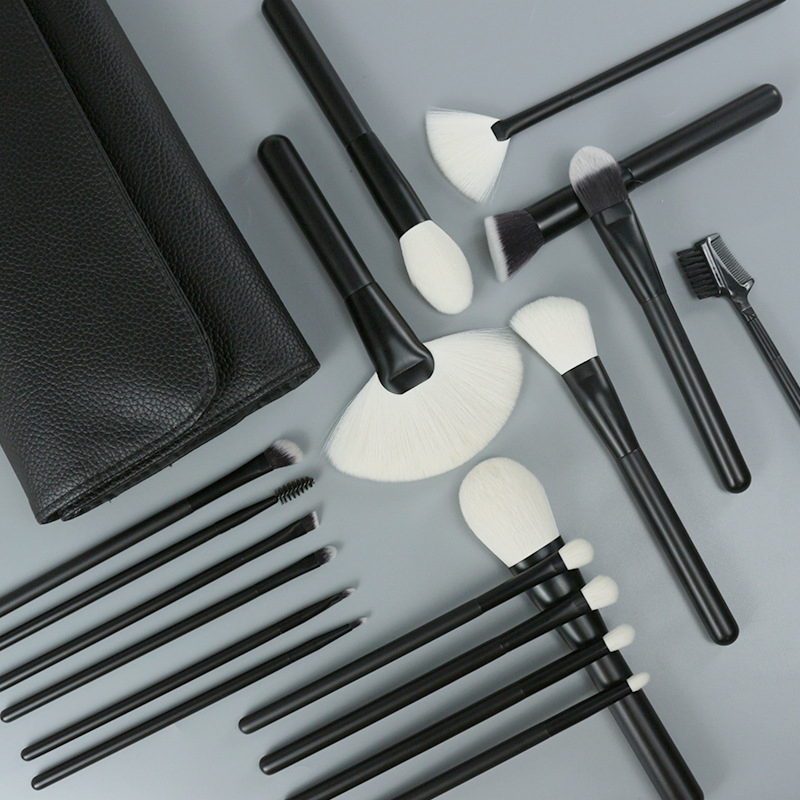 2022 Conjunto de Pincéis de Maquiagem de Madeira de Luxo de Alta Qualidade com Cabelo Natural 18PCS Pincéis de Maquiagem Veganos de Cabelo de Cabra com Logo Personalizado