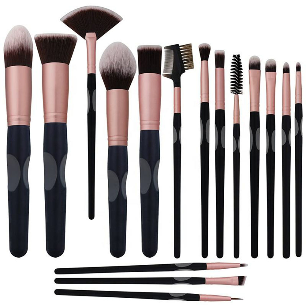 Best Selling Cosmetic Black Groove Professional 16 PCS Private Makeup Brush Set