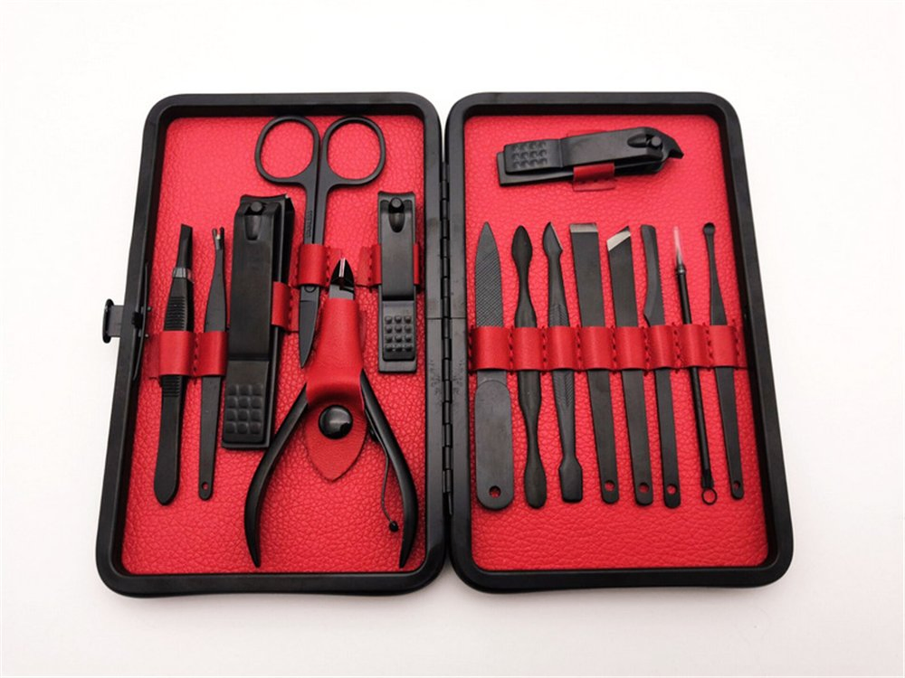 18PCS Kit de Ferramentas de Beleza para Unhas Profissional com Cortador, Empurrador e Pinça para Manicure e Maquiagem