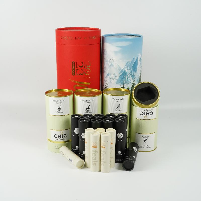 Tubo de embalagem de pincéis de maquiagem com estampagem a quente para presente de batom, cilindro de papel com impressão de logotipo personalizada