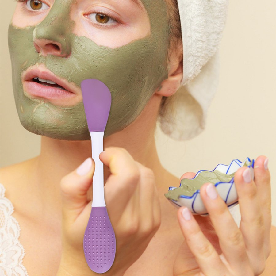 Escova de Limpeza Facial de Silicone Personalizada com Duas Cabeças e Ferramentas de Pincel de Maquiagem por Atacado
