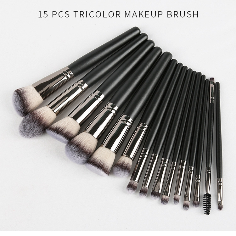 Garantia de Comércio Profissional Amostra Grátis Etiqueta Privada 15 PCS Conjunto de Pincéis de Maquiagem Kabuki Seus Próprios Pincéis de Maquiagem