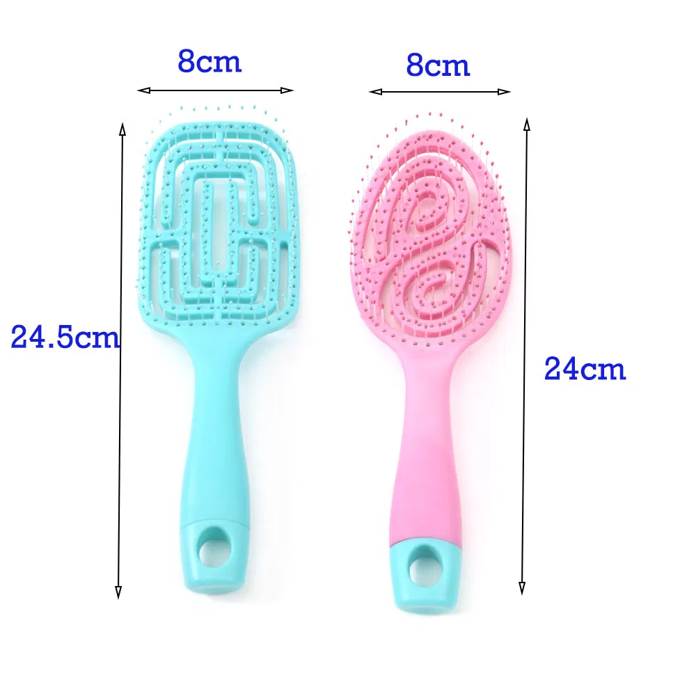 Escova de Cabelo com Ondas Curvas Ventiladas para Massagem Gradiente com Pinos de Nylon Ultra Macios