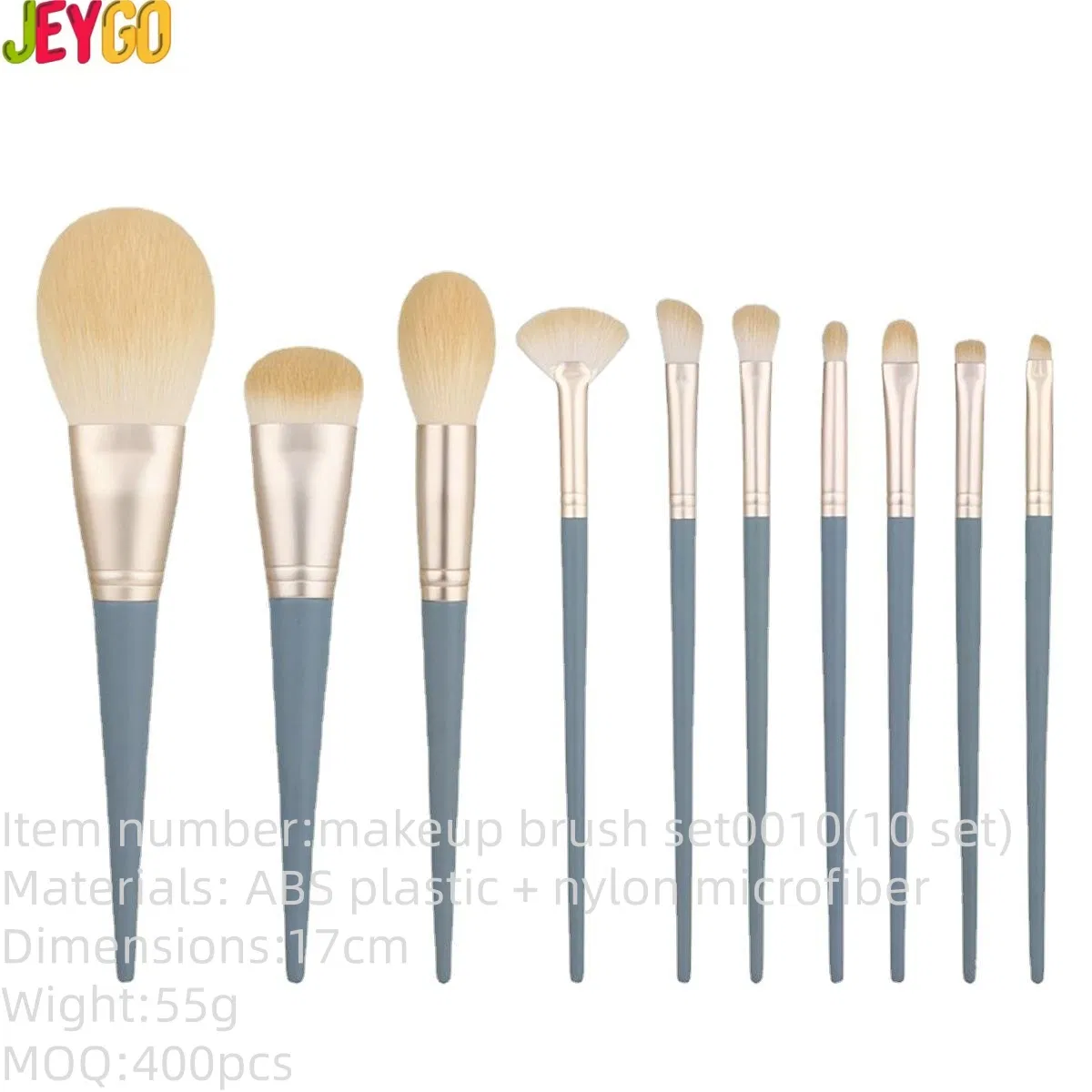 Conjunto de Pincéis de Maquiagem de Plástico por Atacado 10 Pincéis Portáteis com Cerdas Macias para o Rosto