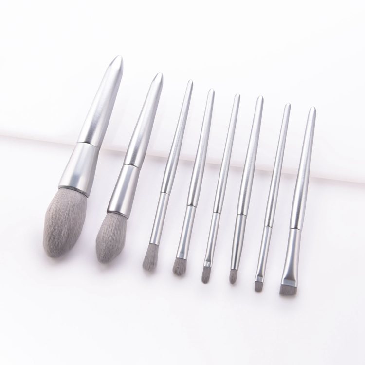 8PCS Conjunto de Pincéis Cosméticos de Beleza Conjunto de Pincéis de Maquiagem Marca Própria Cabo Prateado