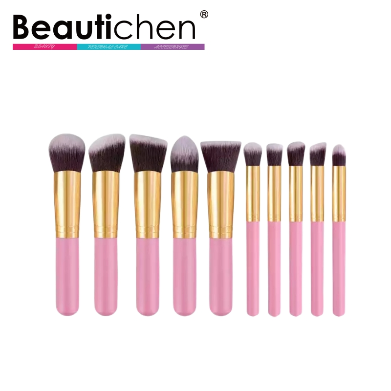 Conjunto de Pincéis de Maquiagem Profissional Personalizado com Logo Privado da Sua Própria Marca Rosa Sintético Atacado Beautichen Wood