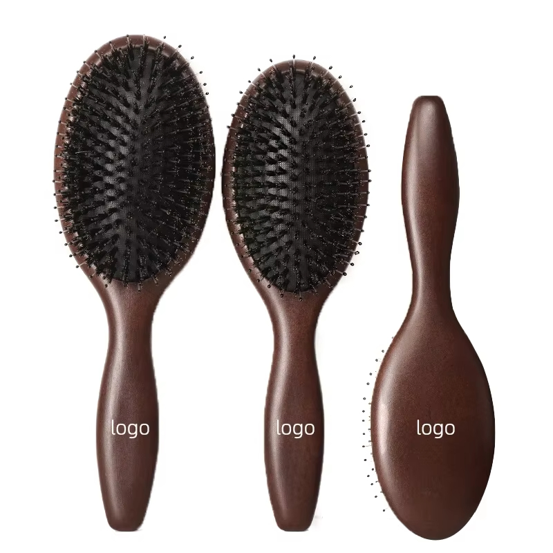 Escova de Cerdas de Javali em Madeira de Bambu Formato de Viagem Produtos para Cabelo Sustentáveis e Ecológicos Escova de Cabelo Designer Escova de Paddle de Madeira