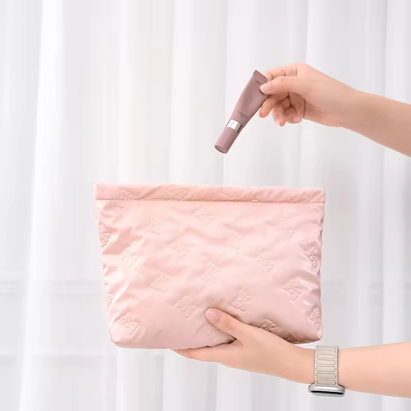 Bolsa de Maquiagem com Alça em Poliéster com Zíper de Grande Capacidade para Viagem e Pincéis