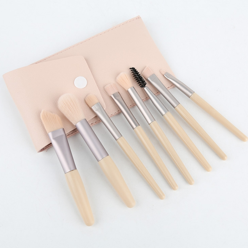8-Piece Conjunto de Pincéis de Maquiagem Profissional Rosa para Maquiagem Diária com Pincéis de Cerdas Macias