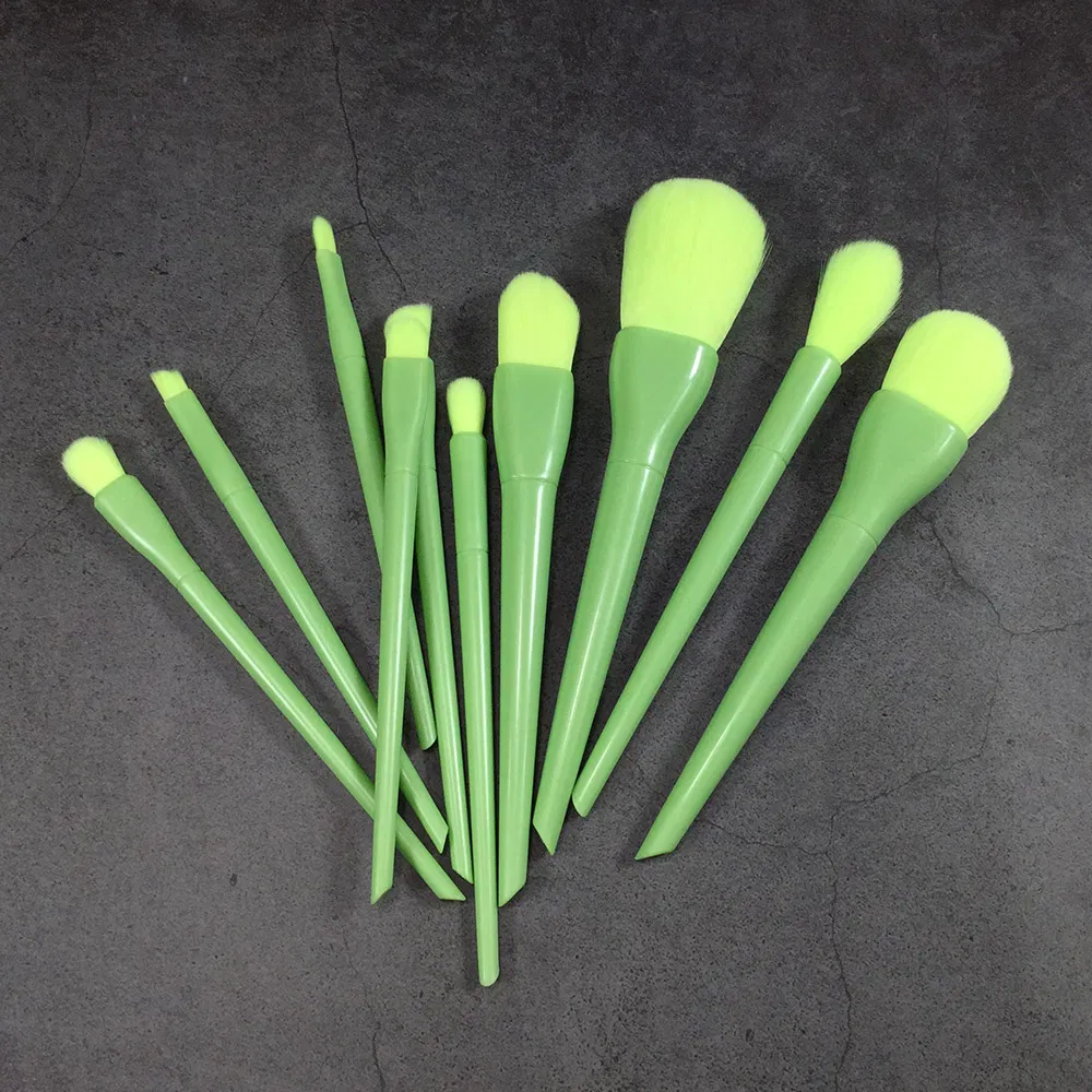10PCS Conjunto de Pincéis de Maquiagem para Rosto e Sombra de Olhos com Cabo de Plástico de Marca Privada Profissional