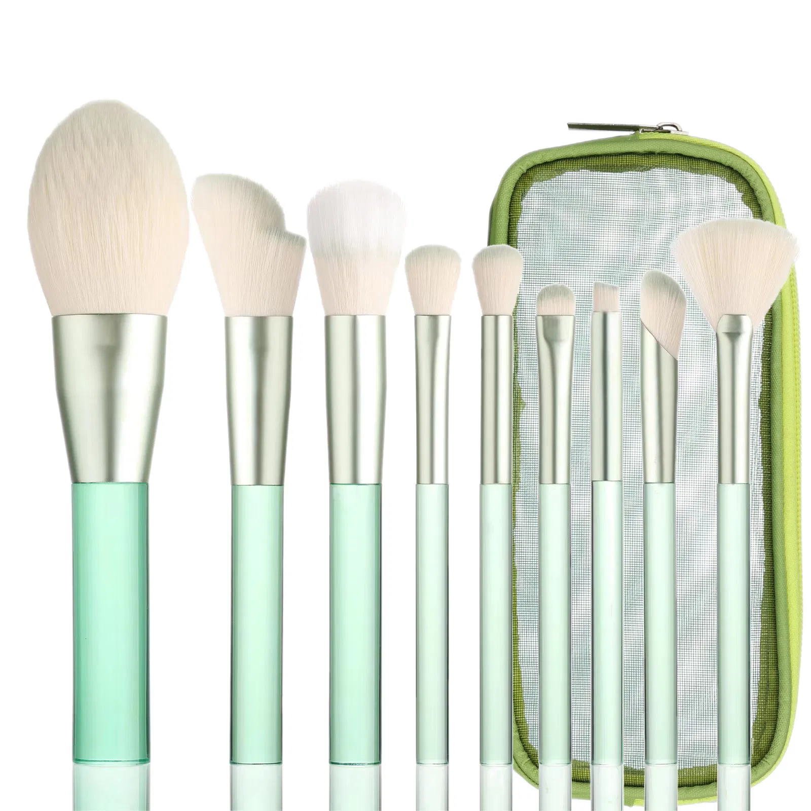 Conjunto de Pincéis de Maquiagem Veganos Macios para Viagem com Bolsa