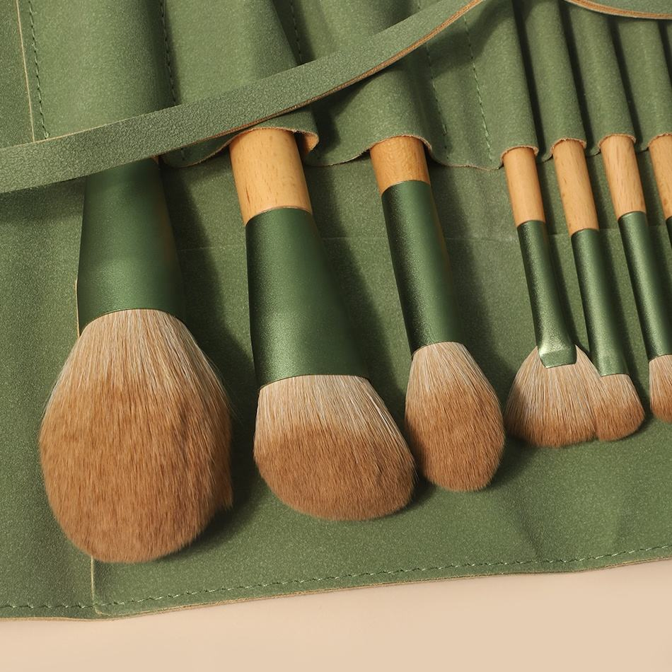 2023 Popular 10PCS Conjunto de Pincéis de Maquiagem Personalizados com Logo de Fibra Sintética com Cabo de Madeira Vegano e Livre de Crueldade