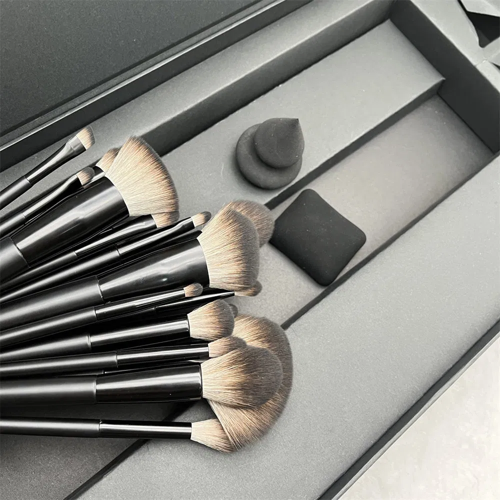 Wholesale Black 20PCS Synthetic Hair Wood Unique Customized Makeup Brush Set