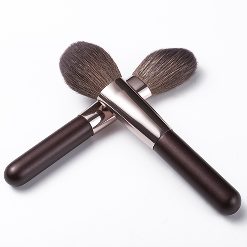 Conjunto de Pincéis de Maquiagem Portátil de Duas Pontas com Cabo de Madeira Preto Fosco em Fibra Sintética Pequeno Novo com Estojo de Armazenamento 5PCS