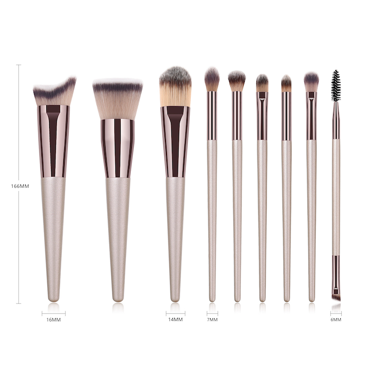Pincel de Maquiagem para Fundamento Líquido, Delineador, Sombra, Lábios e Sobrancelhas com Cabo de Madeira e Cerdas Sintéticas Macias, Tapered Blending Sculpting