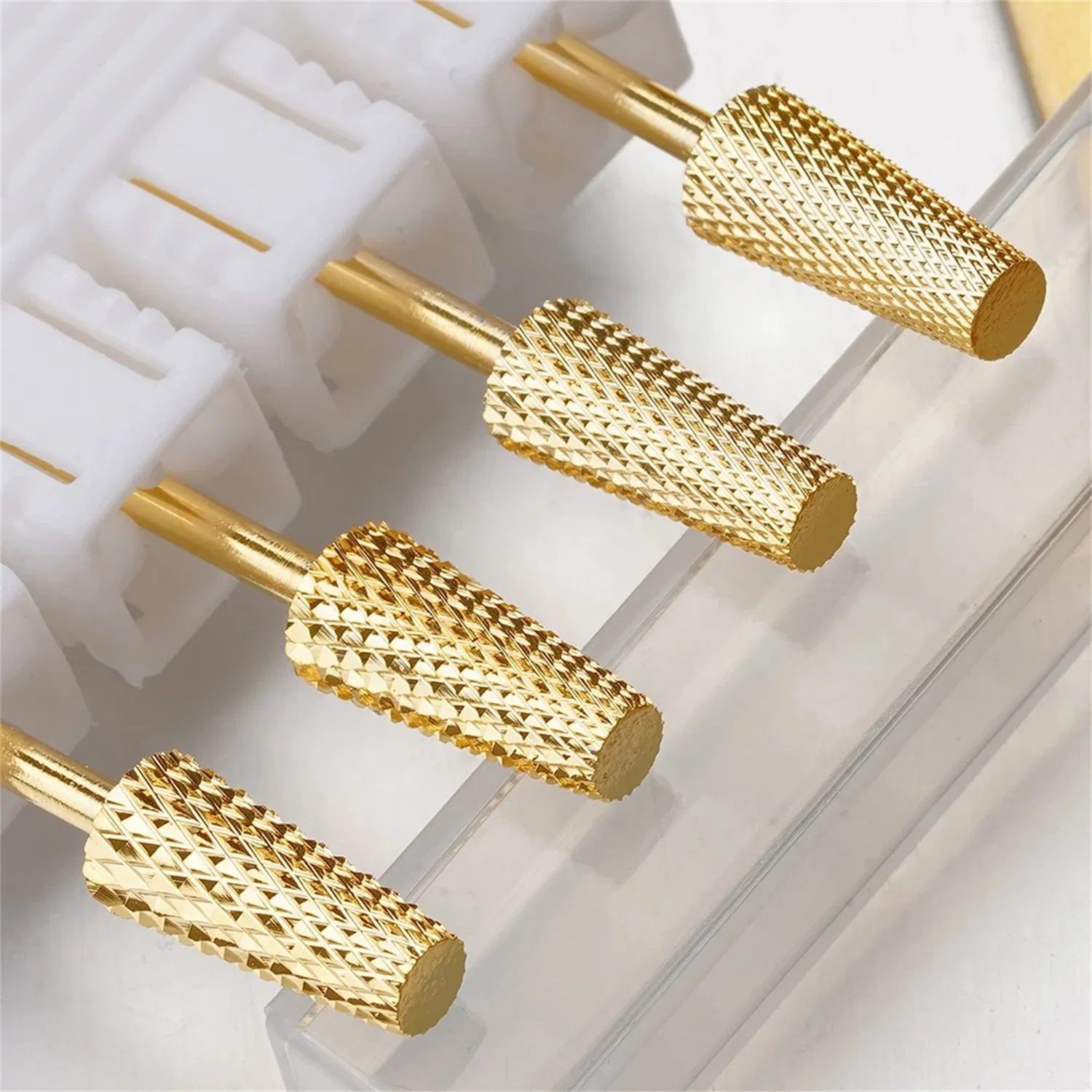 6.0mm Conjunto de Brocas de Unha em Ouro com Ponta Cônica Corte Cruzado para Remover Gel e Cutículas Acessórios para Efile