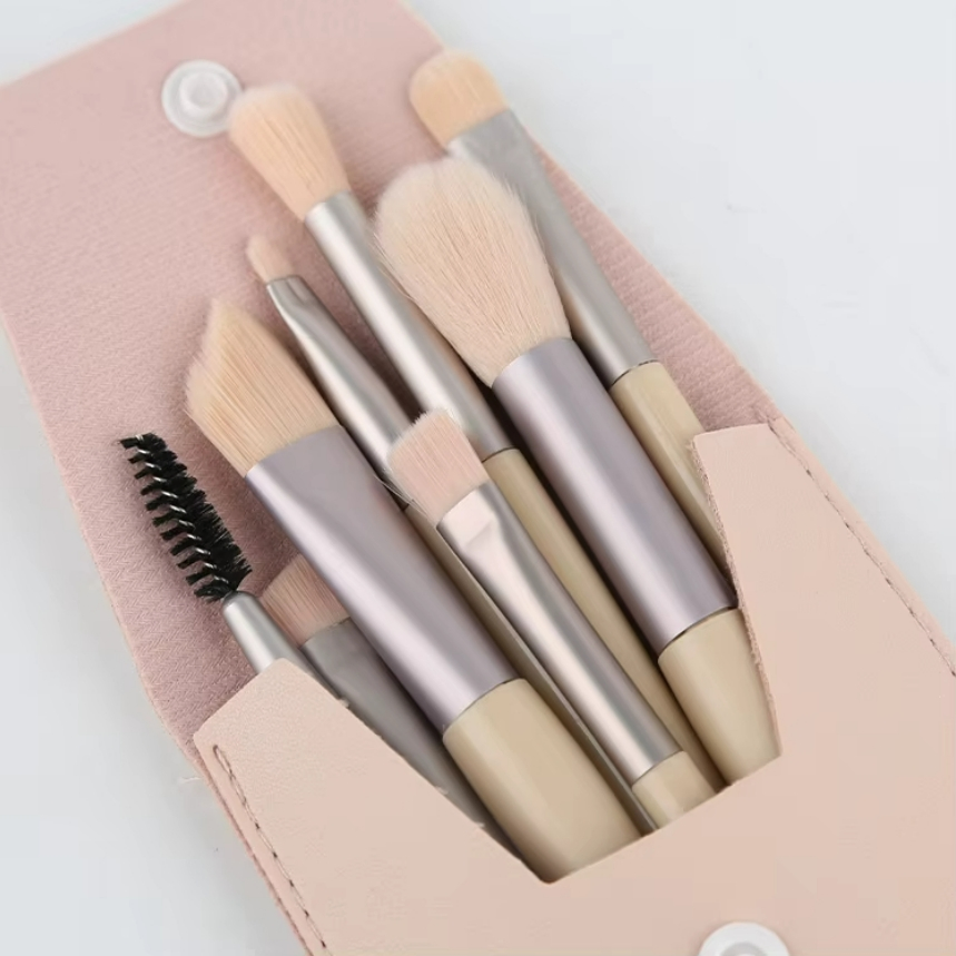 8-Piece Conjunto de Pincéis de Maquiagem Profissional Rosa para Maquiagem Diária com Pincéis de Cerdas Macias