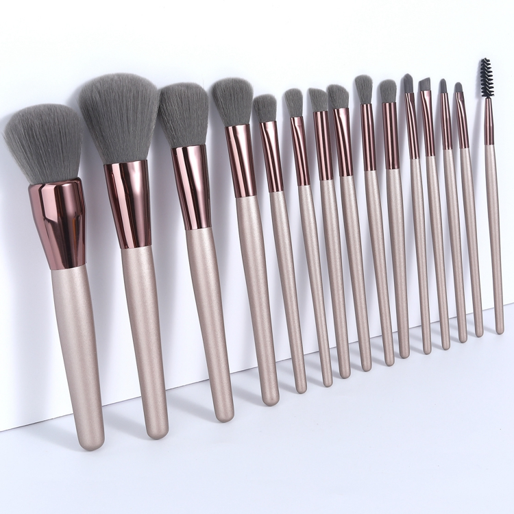 15PCS Conjunto de Pincéis de Maquiagem Profissional Marrom com Logo Personalizado de Sua Própria Marca e Etiqueta Privada por Atacado