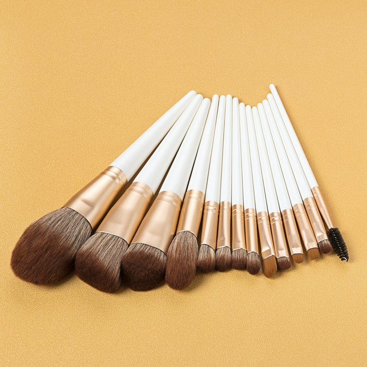 Conjunto de Pincéis de Maquiagem para Sobrancelhas e Delineador em Pó Branco da Fundação PRO, Conjunto de Pincéis de Cabelo Sintético de Alta Qualidade