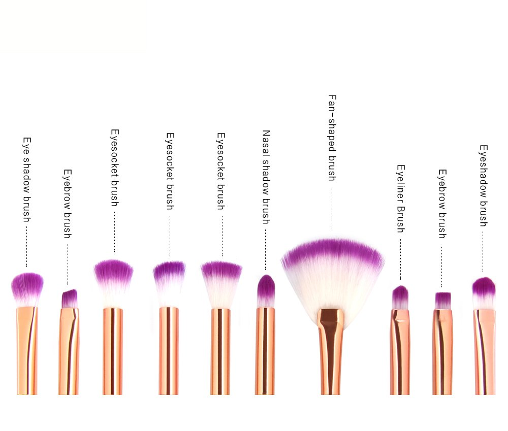 Conjunto de Pincéis de Maquiagem Beautichen 10-Piece com Estojo de Couro Vegano - Kit de Pincéis Cosméticos Profissionais para Salão