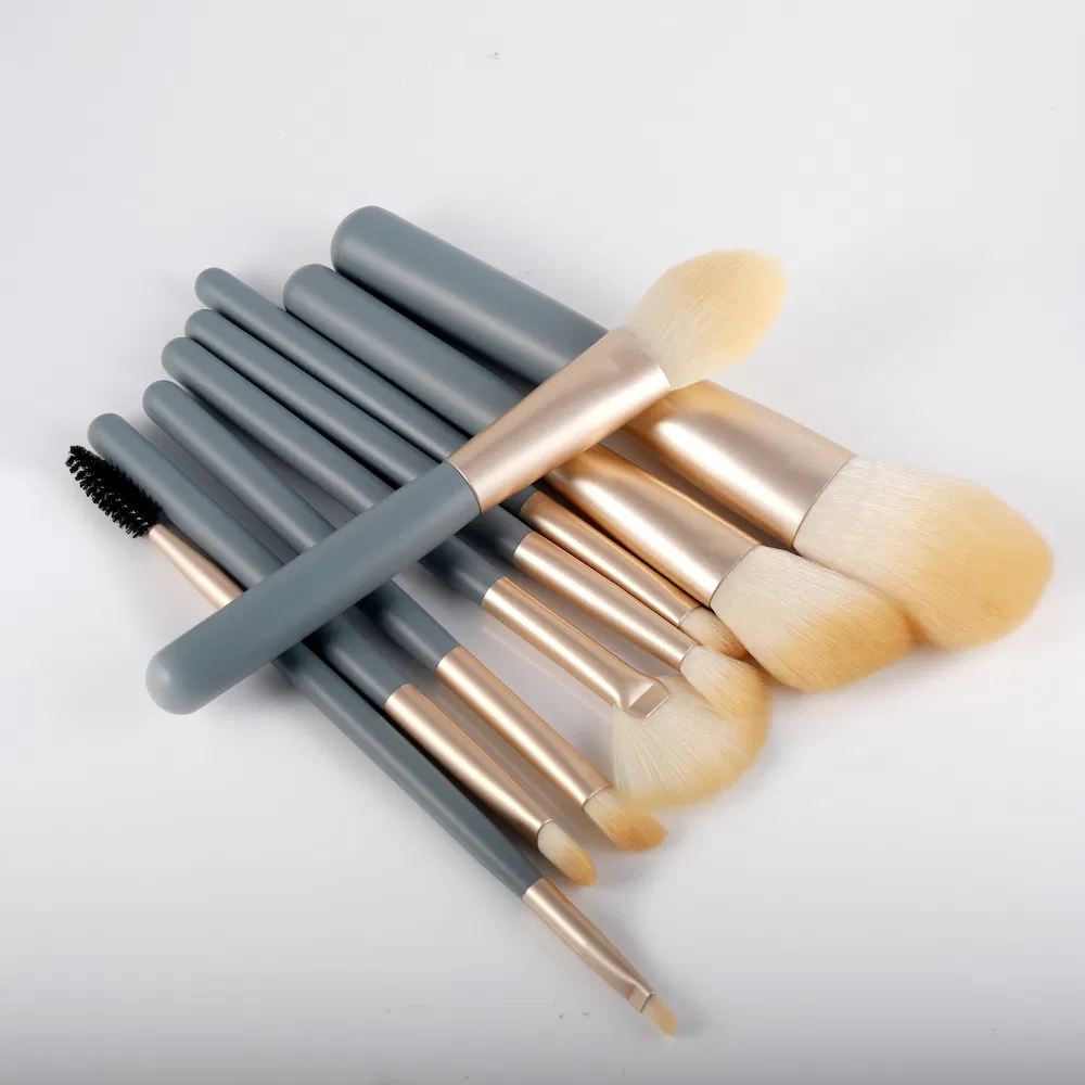 9PCS Kits de Pincéis de Maquiagem de Viagem com Cabo Curto em Cerdas Sintéticas