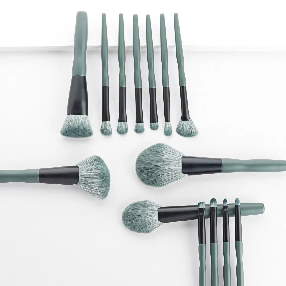 Conjunto de Pincéis de Maquiagem Profissional Beautichen 15-Piece com Estojo de Viagem – Cerdas Veganas Verde Cinza e Cabos Ergonômicos