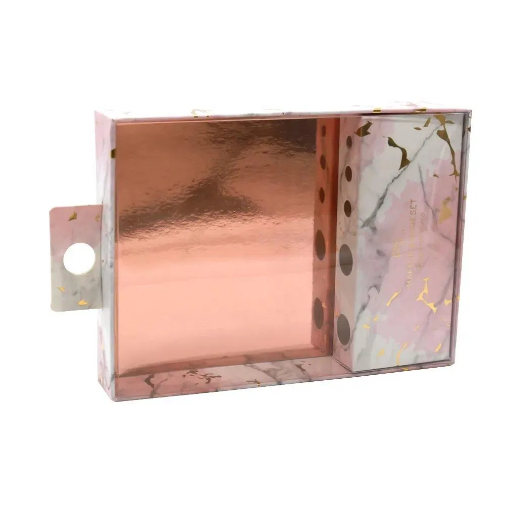 Conjunto de Pincéis de Maquiagem Cosmética Personalizados em Rosa com Caixa de Embalagem de Papelão Reciclado