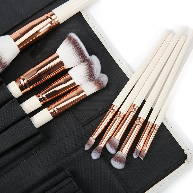 10PCS Pincel de Maquiagem de Fibra Sintética Premium Livre de Crueldade para Mistura de Base, Blush, Corretivo, Sombra de Olhos, Inclui Bolsa de Maquiagem de Viagem