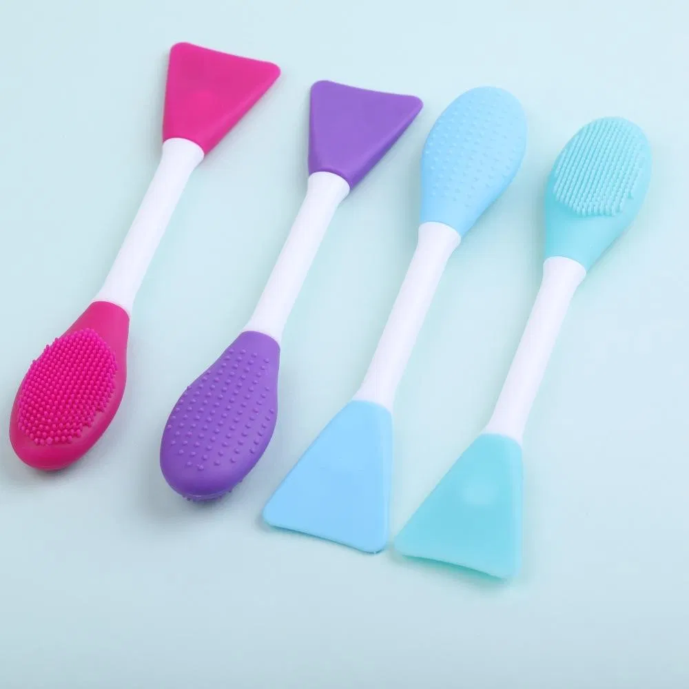 Escova de Limpeza Facial de Silicone Personalizada com Duas Cabeças e Ferramentas de Pincel de Maquiagem por Atacado