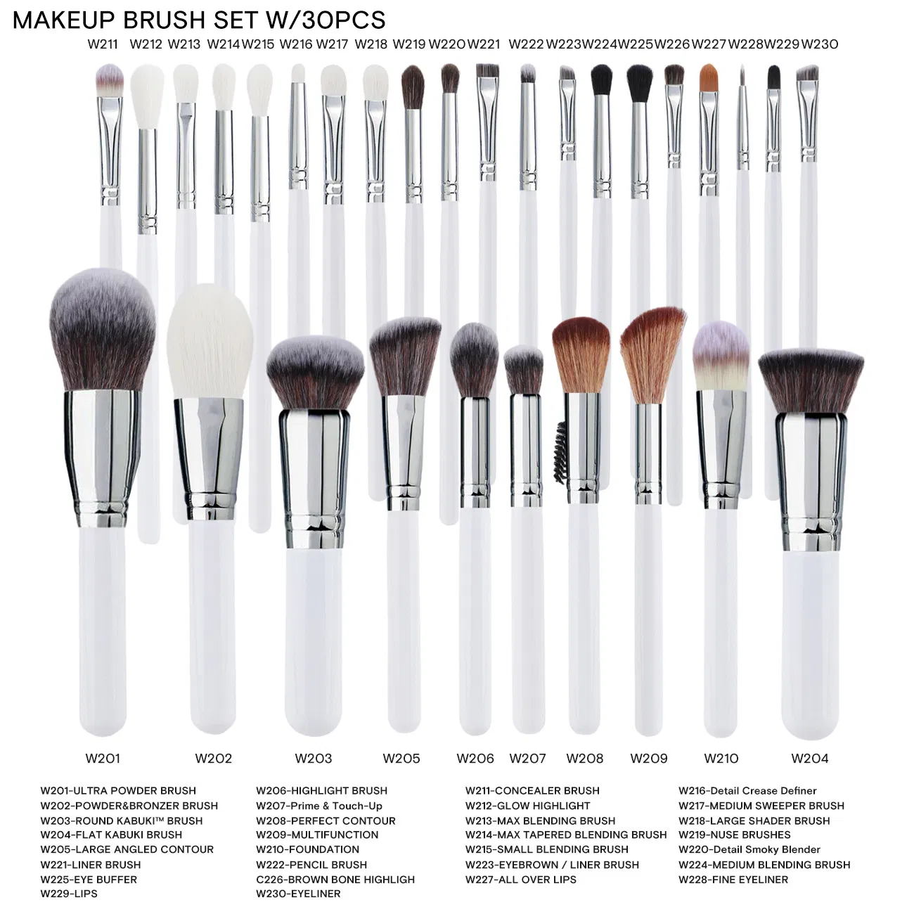 Coleção de Pincéis de Maquiagem Facial Duráveis com Ferrule Metálico para Uso Diário