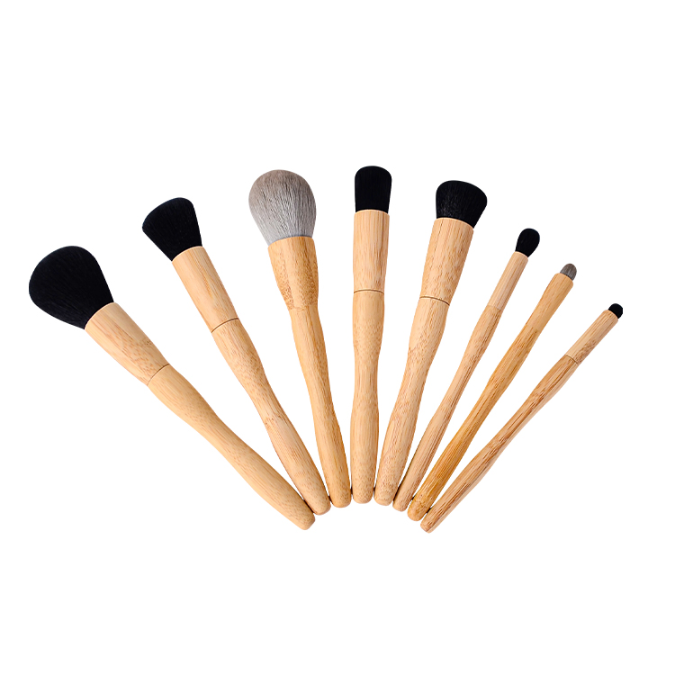 Pincéis de Maquiagem de Fundação de Bambu Recarregáveis na Cor Preta Personalizados com Etiqueta Privada