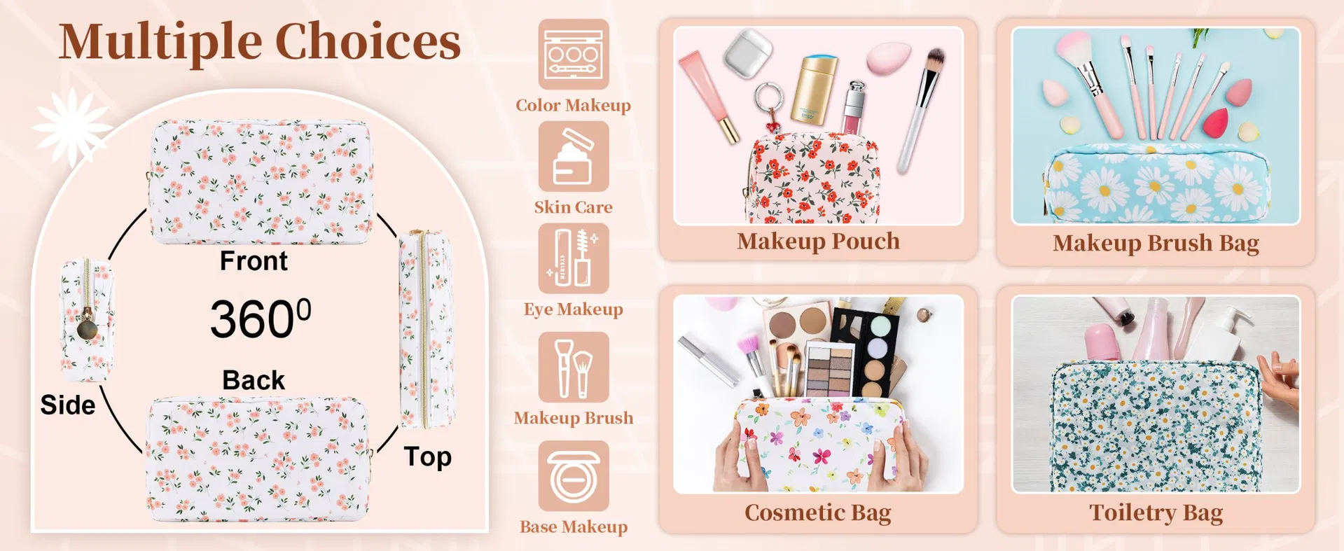 Bolsa de Maquiagem Floral