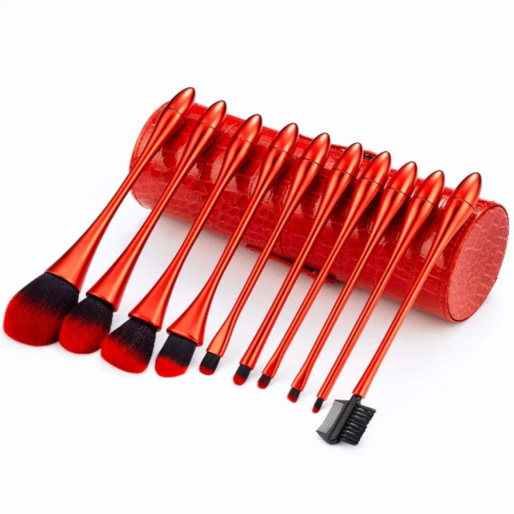 Conjunto de Pincéis de Maquiagem Profissional Beautichen 10 PCS Pincéis de Fundação de Cabelo Sintético para Mistura de Cílios