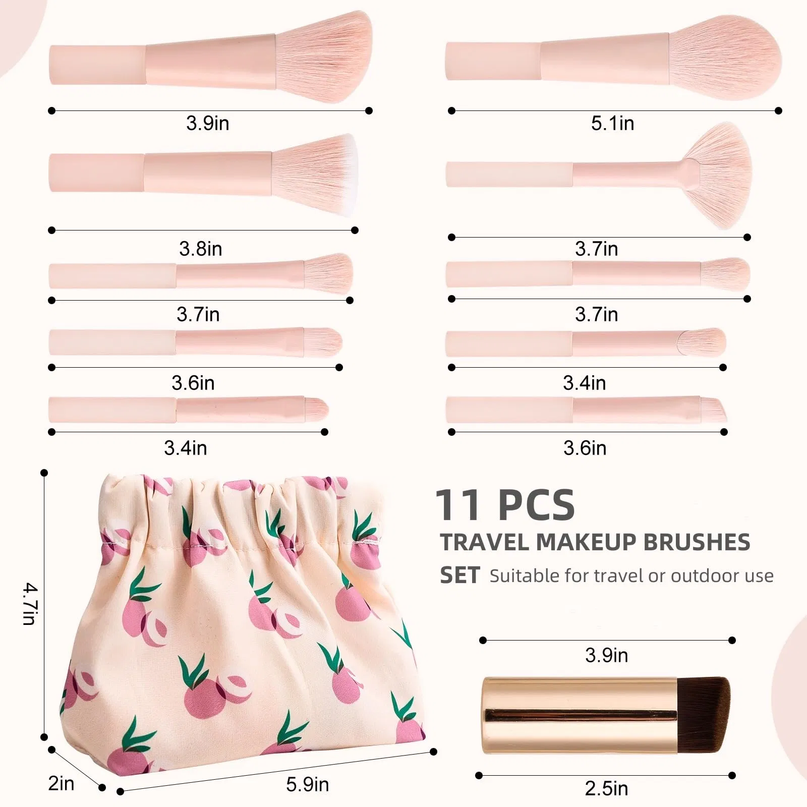 OEM 11 PCS Mini Travel Premium Synthetic Makeup Brush Set