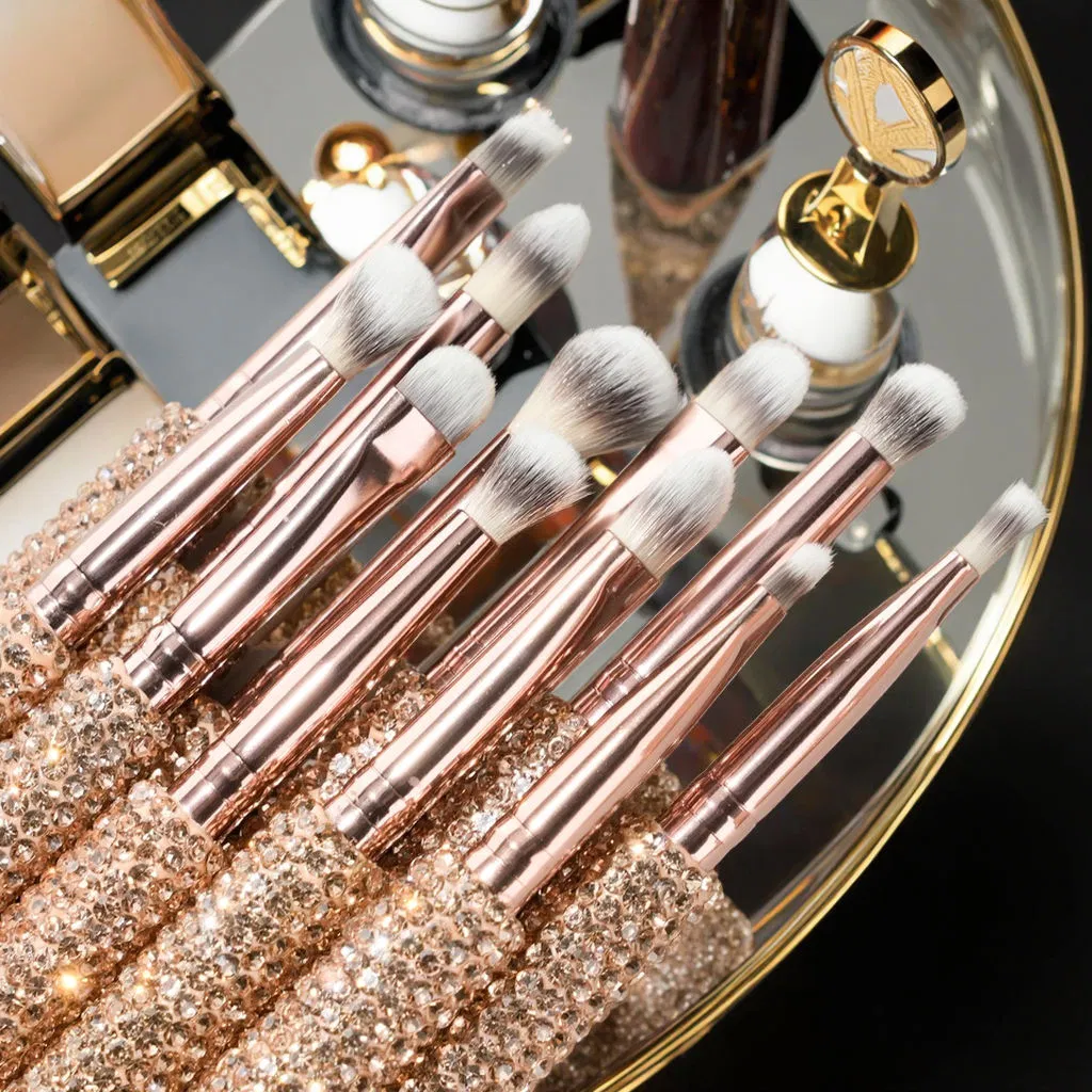 Conjunto de Pincéis de Maquiagem de Luxo de Alta Qualidade Ferramentas Atacado Personalização Strass Diamante Espuma, Pincel de Maquiagem Profissional