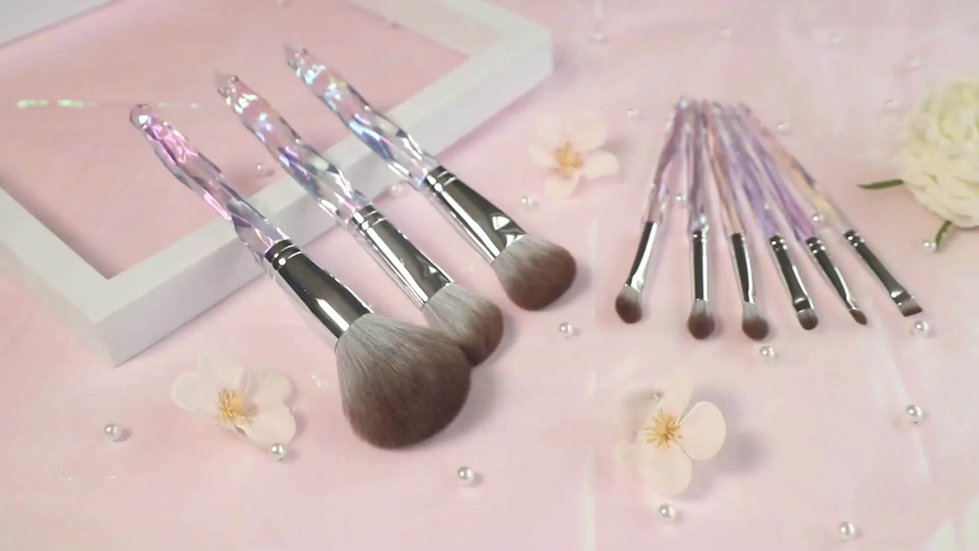 Atacado 9 PCS Blush em Pó Cristal Macio Claro Pincéis de Maquiagem de Luxo com Strass Sintético Vegano Marca Privada
