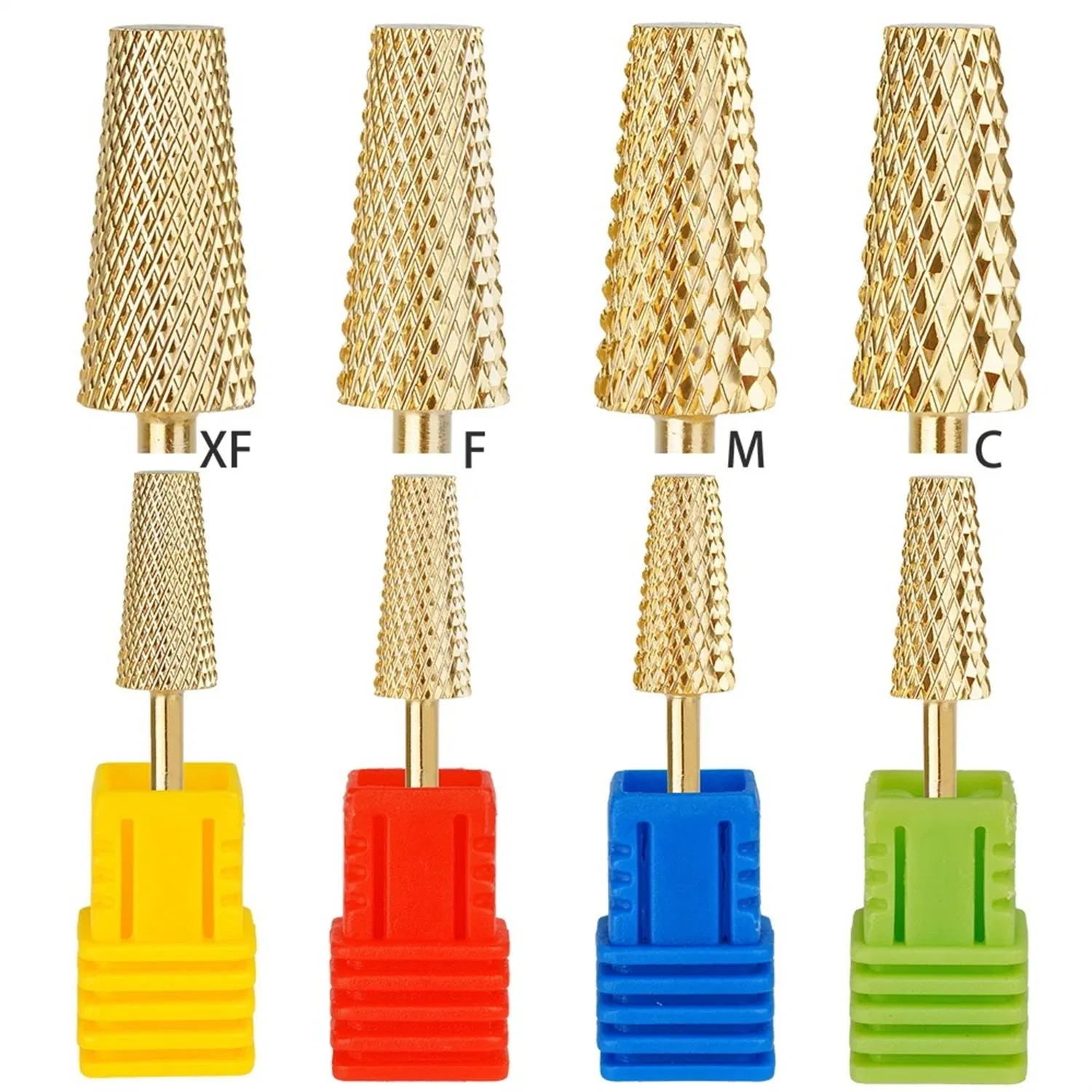 6.0mm Conjunto de Brocas de Unha em Ouro com Ponta Cônica Corte Cruzado para Remover Gel e Cutículas Acessórios para Efile
