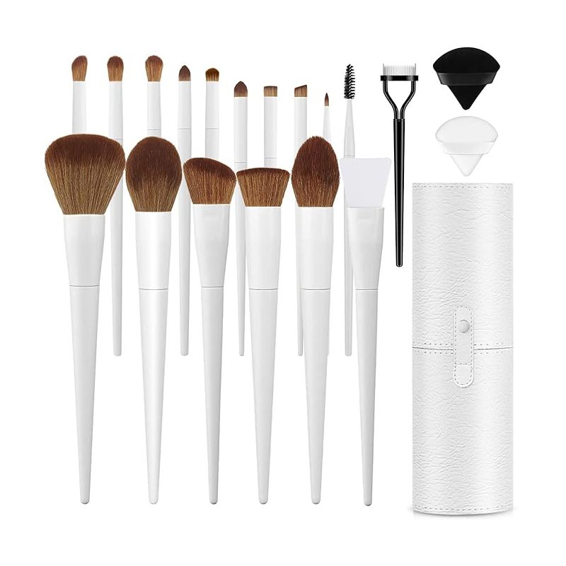 Conjunto de Pincéis de Maquiagem Beautichen 16-Piece com Estojo de Viagem – Cerdas Macias e Design Elegante para Rosto, Olhos e Sobrancelhas