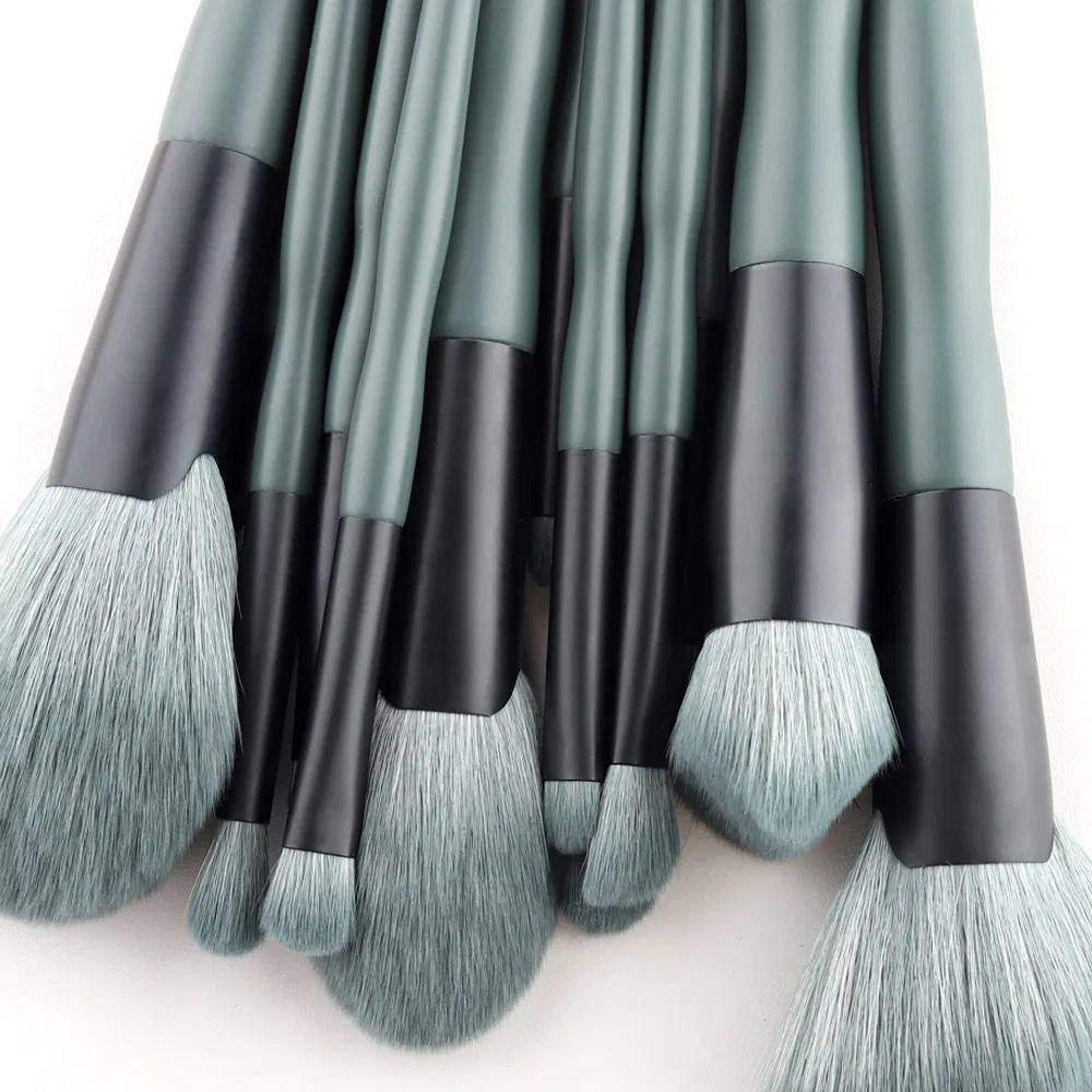 Conjunto de Pincéis de Maquiagem Profissional Beautichen 15-Piece com Estojo de Viagem – Cerdas Veganas Verde Cinza e Cabos Ergonômicos