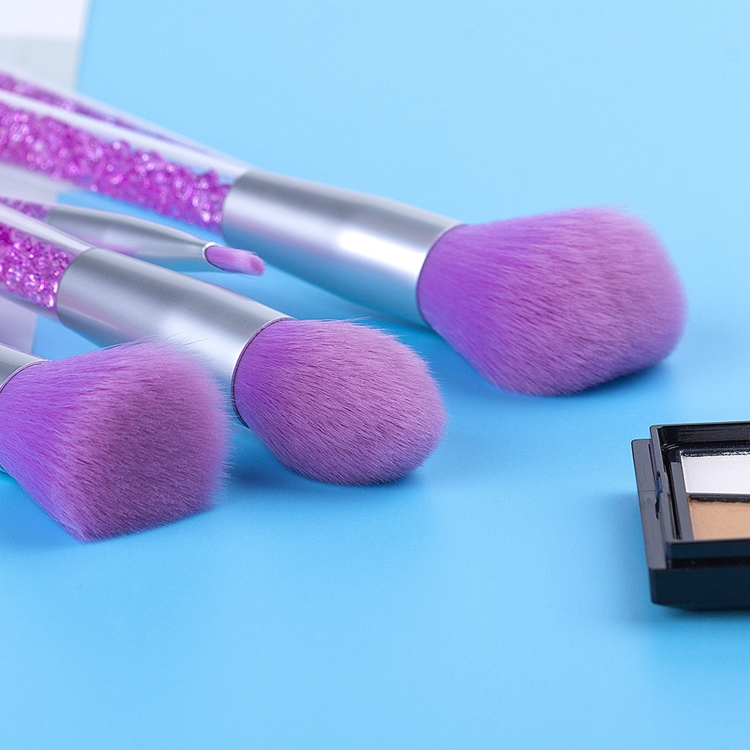 Novo Conjunto de Pincéis de Maquiagem Ecológicos 8PCS Pincéis de Maquiagem de Cristal Rosa Roxo com Cabo de Diamante Ferramentas de Beleza