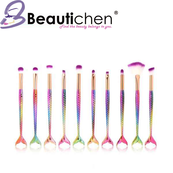 Conjunto de Pincéis de Maquiagem Beautichen 10-Piece com Estojo de Couro Vegano - Kit de Pincéis Cosméticos Profissionais para Salão