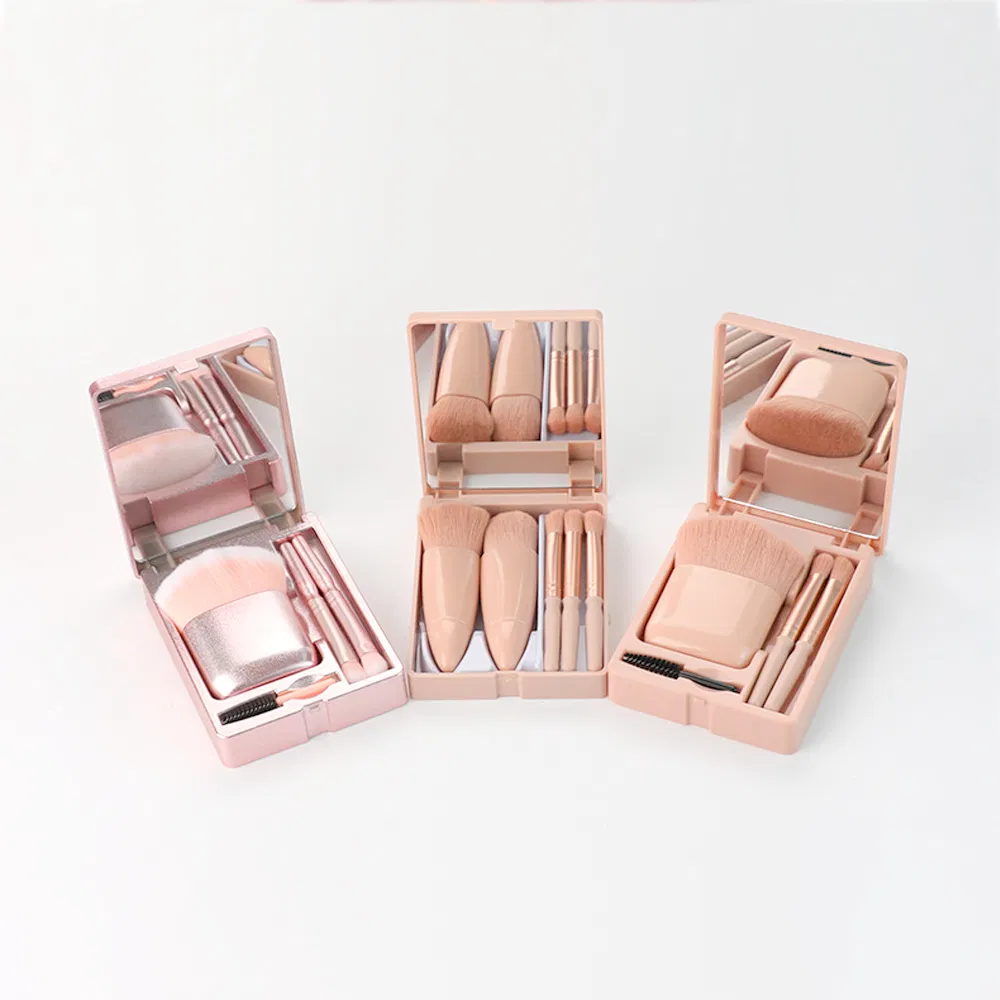 Conjunto de Pincéis de Maquiagem Pó de Beleza Pincéis Cosméticos para Sobrancelha para Ferramenta de Sombra de Olho com Estojo Espelho