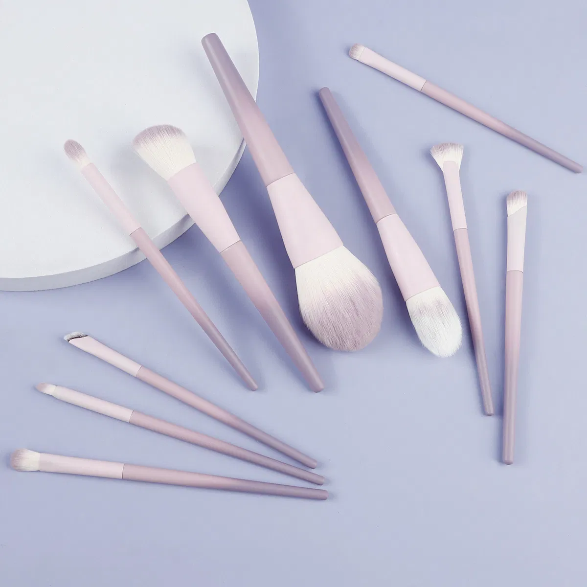 Conjunto de Pincéis de Maquiagem Gradiente Roxo Beautichen 10-Piece – Cerdas Sintéticas Macias para Base, Contorno, Esfumado, Sombra – Pincéis Cosméticos Veganos