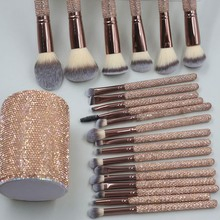 Conjunto de Pincéis de Maquiagem com Diamante Glitter e Strass para Rosto, Blush e Sombra de Olhos, Kit Profissional em Caixa de Presente Luxuosa, Essencial para Festas