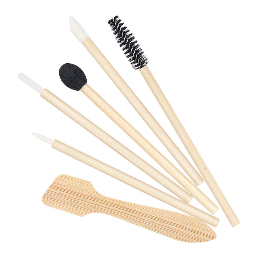 Pincel de Lábios, Sobrancelhas e Sombras de Olhos Descartável, Ecológico e Reciclável, para Maquiagem Facial, em Bambu