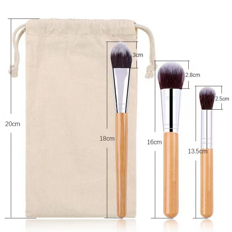 Conjunto de Pincéis de Maquiagem com Cabo de Bambu Ferramentas de Beleza Ecológicas para Rosto Olho Lábio