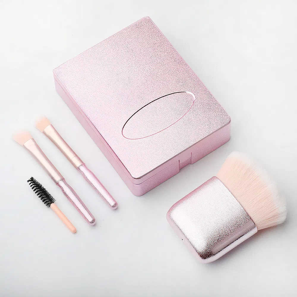 Conjunto de Pincéis de Maquiagem Pó de Beleza Pincéis Cosméticos para Sobrancelha para Ferramenta de Sombra de Olho com Estojo Espelho