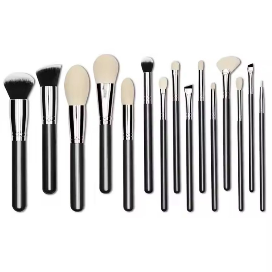 15 Conjunto de Pincéis de Maquiagem Profissional de Cabelo de Cabra de Luxo da Marca Privada PCS