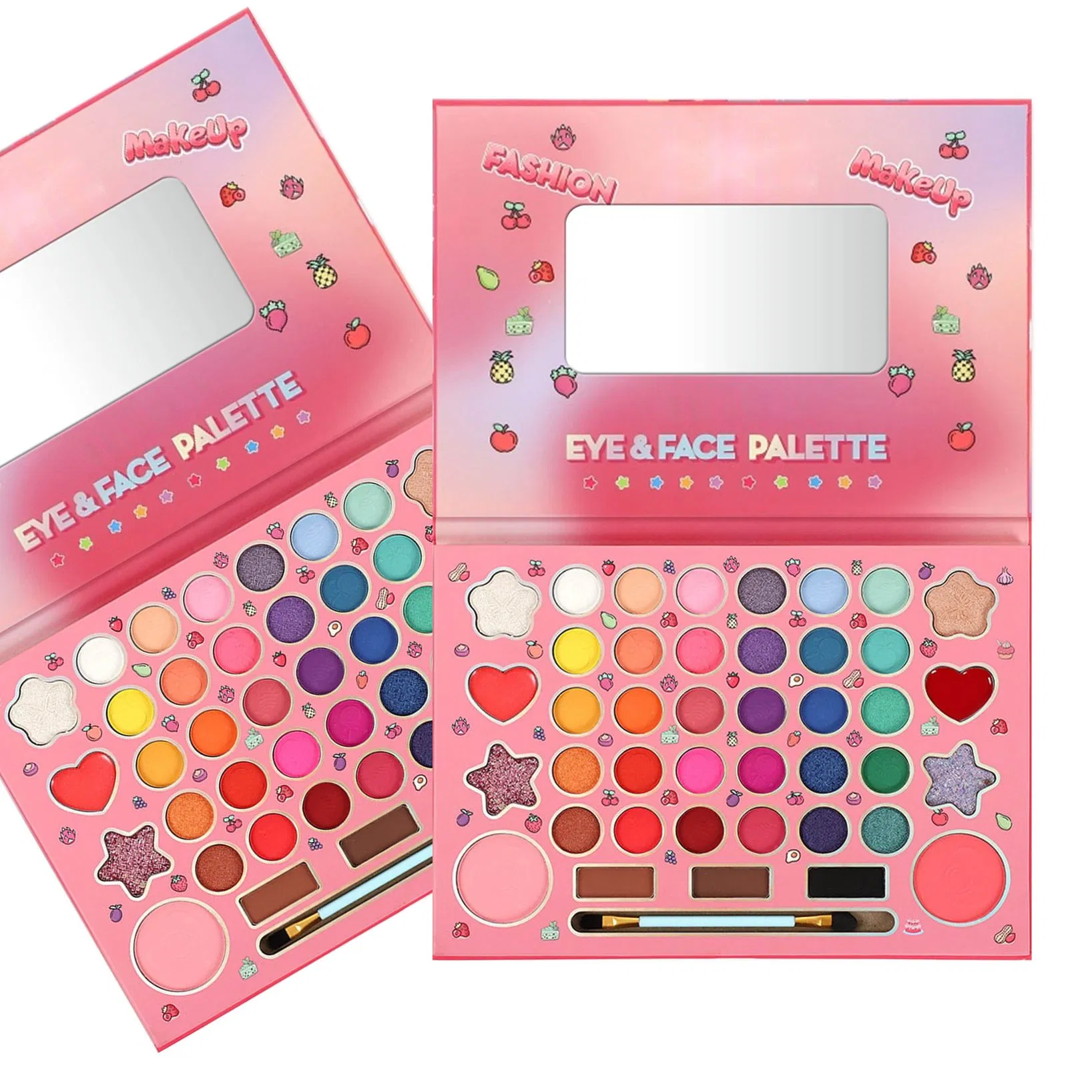 41 Paleta de Sombras de Olhos com Cor Shimmer Matte Glitter e Pincel Aplicador; Kit de Maquiagem Estilo Cartoon Fashion para Rosto e Olhos com Função à Prova d'Água